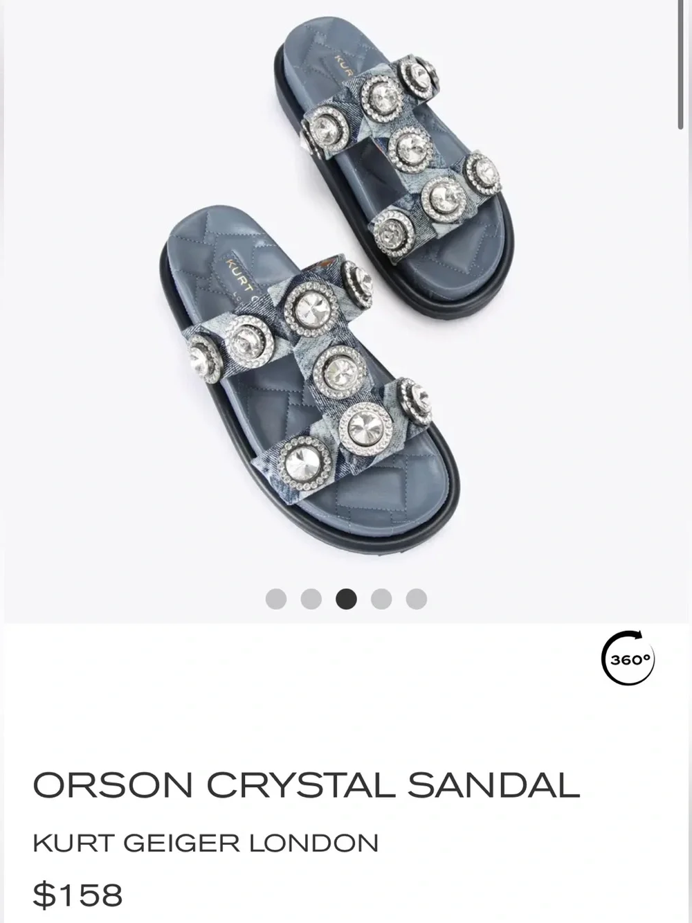 ORSON CRYSTAL SANDAL KURT GEIGER LONDON COLOR: DENIM size 40 US 9.5 preowned